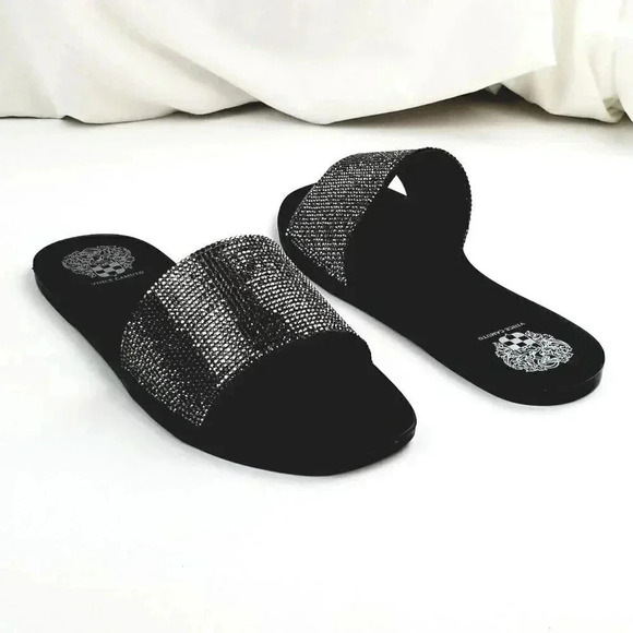 Vince Camuto Women's Jaquell Black Smoke Rhinestone Embossed Jelly Sandal Slide - Picture 8 of 12